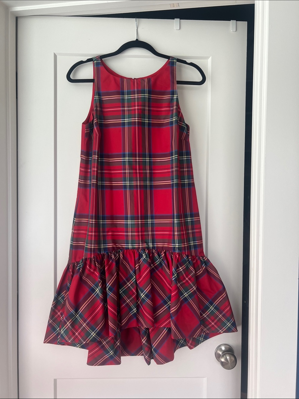 Vineyard Vines red tartan taffeta shift dress size 2